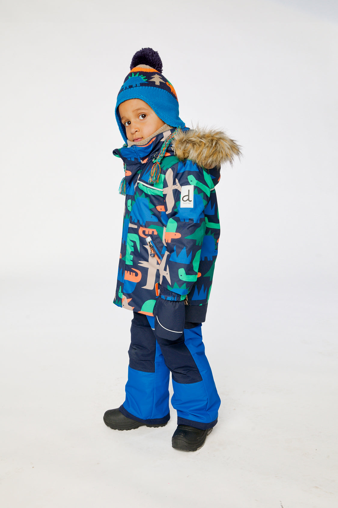 Two Piece Discover Snowsuit Blue Dinosaur Print - Image 5