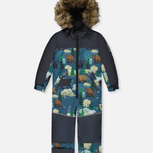 Kids One Piece Discover Snowsuit Blue Bear Print - Image 10