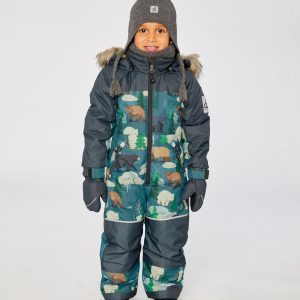Kids One Piece Discover Snowsuit Blue Bear Print - Image 4