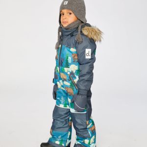 Kids One Piece Discover Snowsuit Blue Bear Print - Image 5