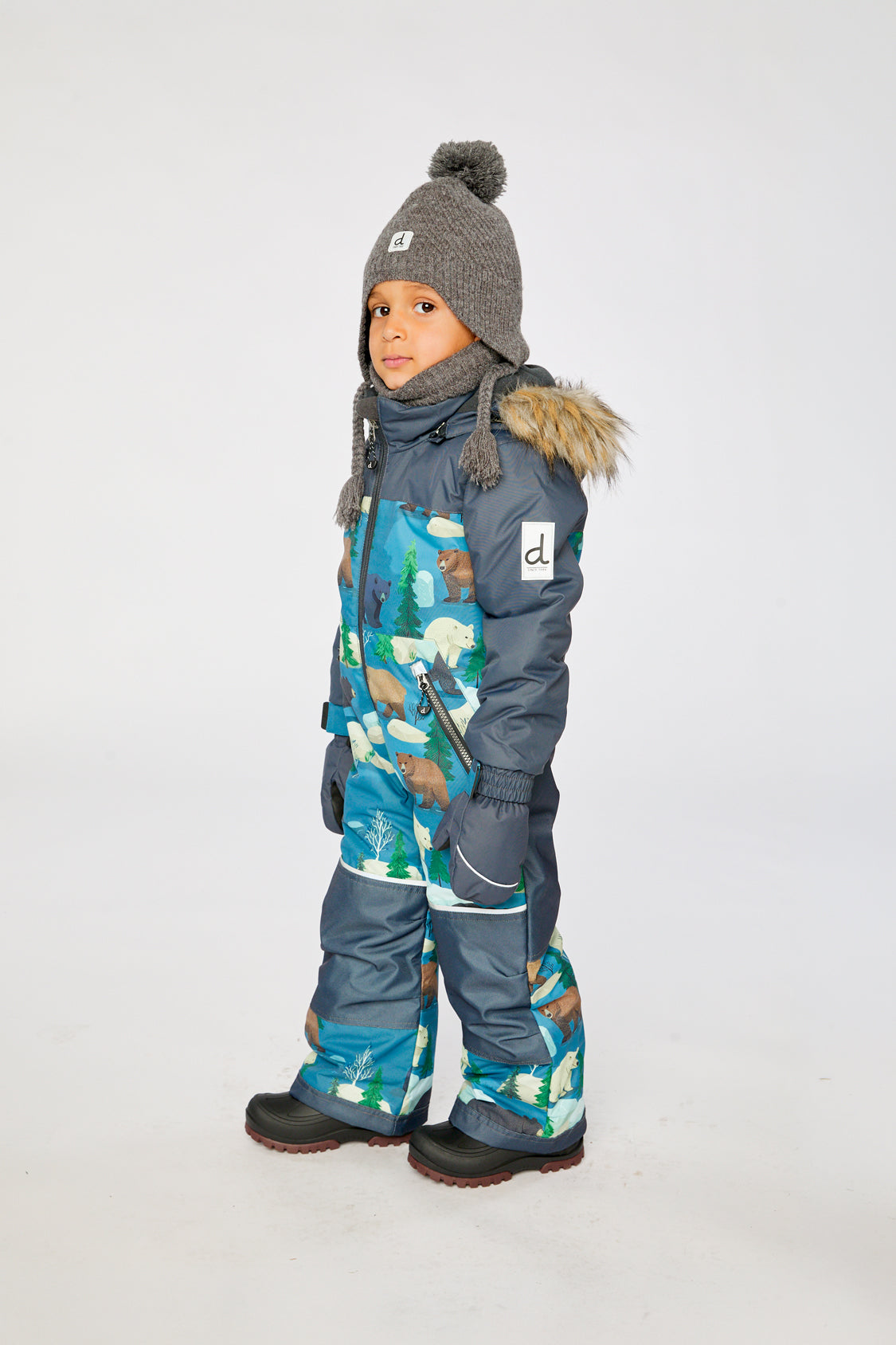 Kids One Piece Discover Snowsuit Blue Bear Print - Image 5