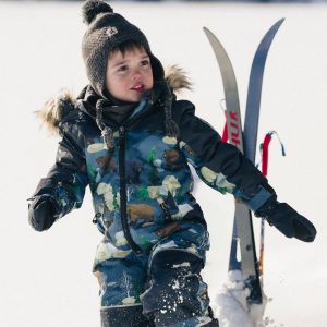 Kids One Piece Discover Snowsuit Blue Bear Print - Image 2