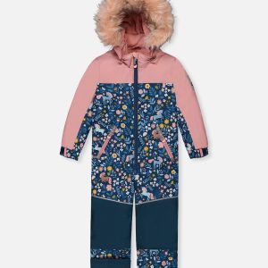Kids One Piece Discover Snowsuit Blue And Pink Unicorn Print