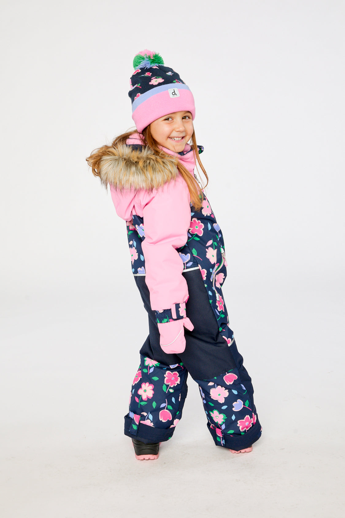 Kids One Piece Discover Snowsuit Blue Floral Print - Image 3