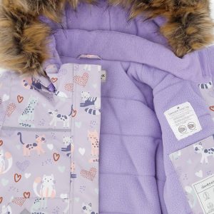 Two Piece Discover Snowsuit Purple Printed Cats - Image 5