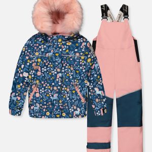 Two Piece Discover Snowsuit Blue And Pink Unicorn Print