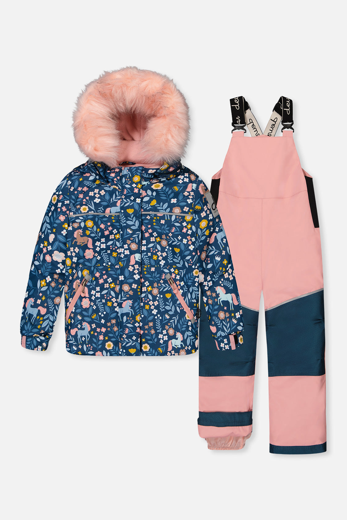 Two Piece Discover Snowsuit Blue And Pink Unicorn Print - Image 12