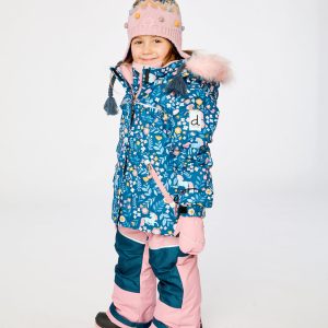 Two Piece Discover Snowsuit Blue And Pink Unicorn Print - Image 3