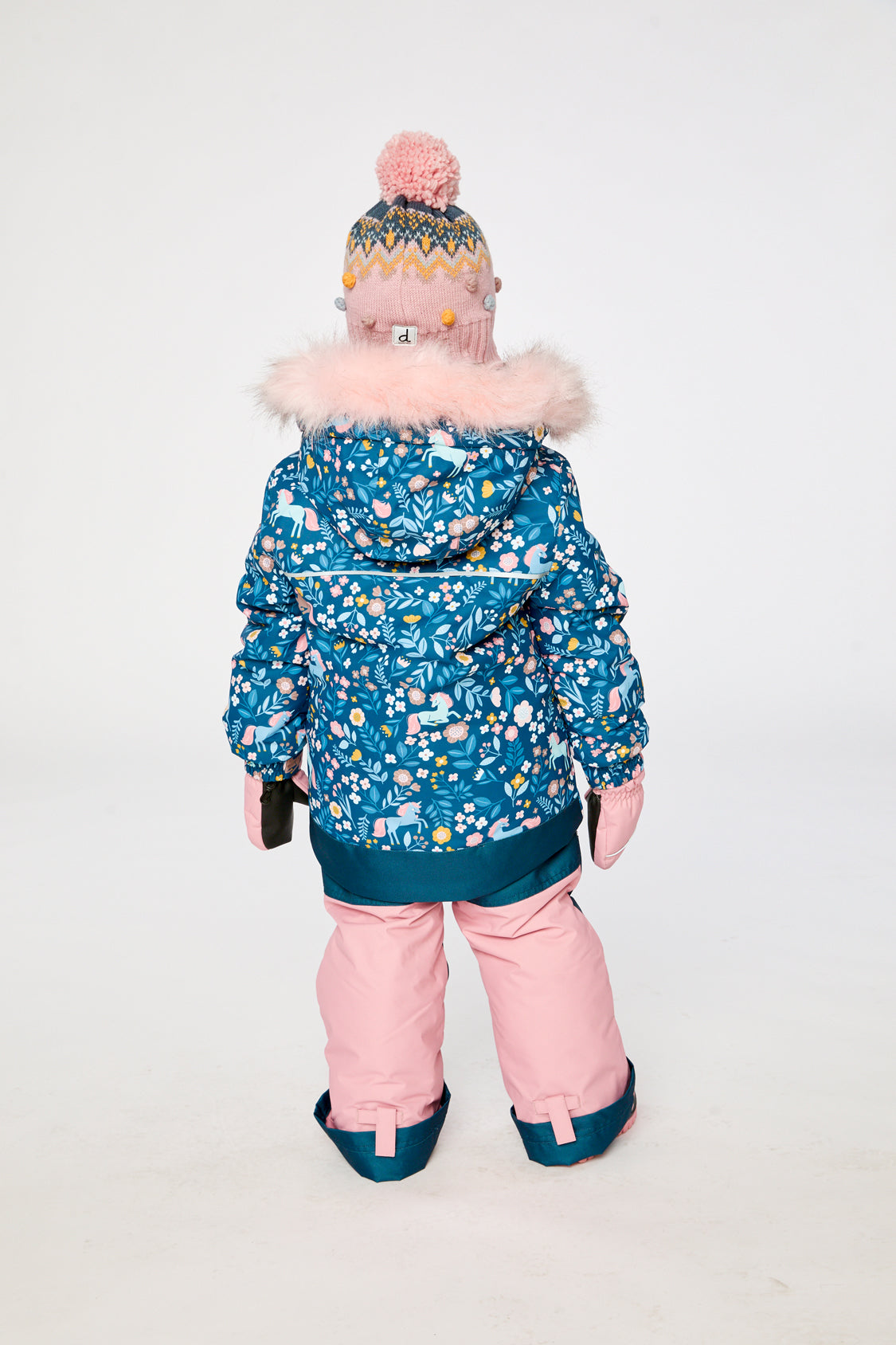 Two Piece Discover Snowsuit Blue And Pink Unicorn Print - Image 4
