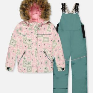Two Piece Discover Snowsuit White With Retro Pink Print