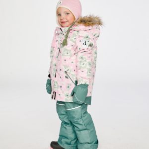 Two Piece Discover Snowsuit White With Retro Pink Print - Image 3