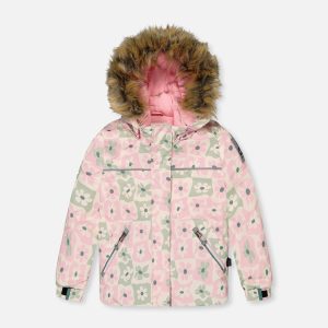 Two Piece Discover Snowsuit White With Retro Pink Print - Image 5