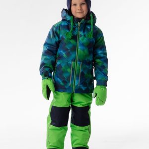 Light Weight Two Piece Chill Snowsuit Blue And Green Checkered Print - Image 2