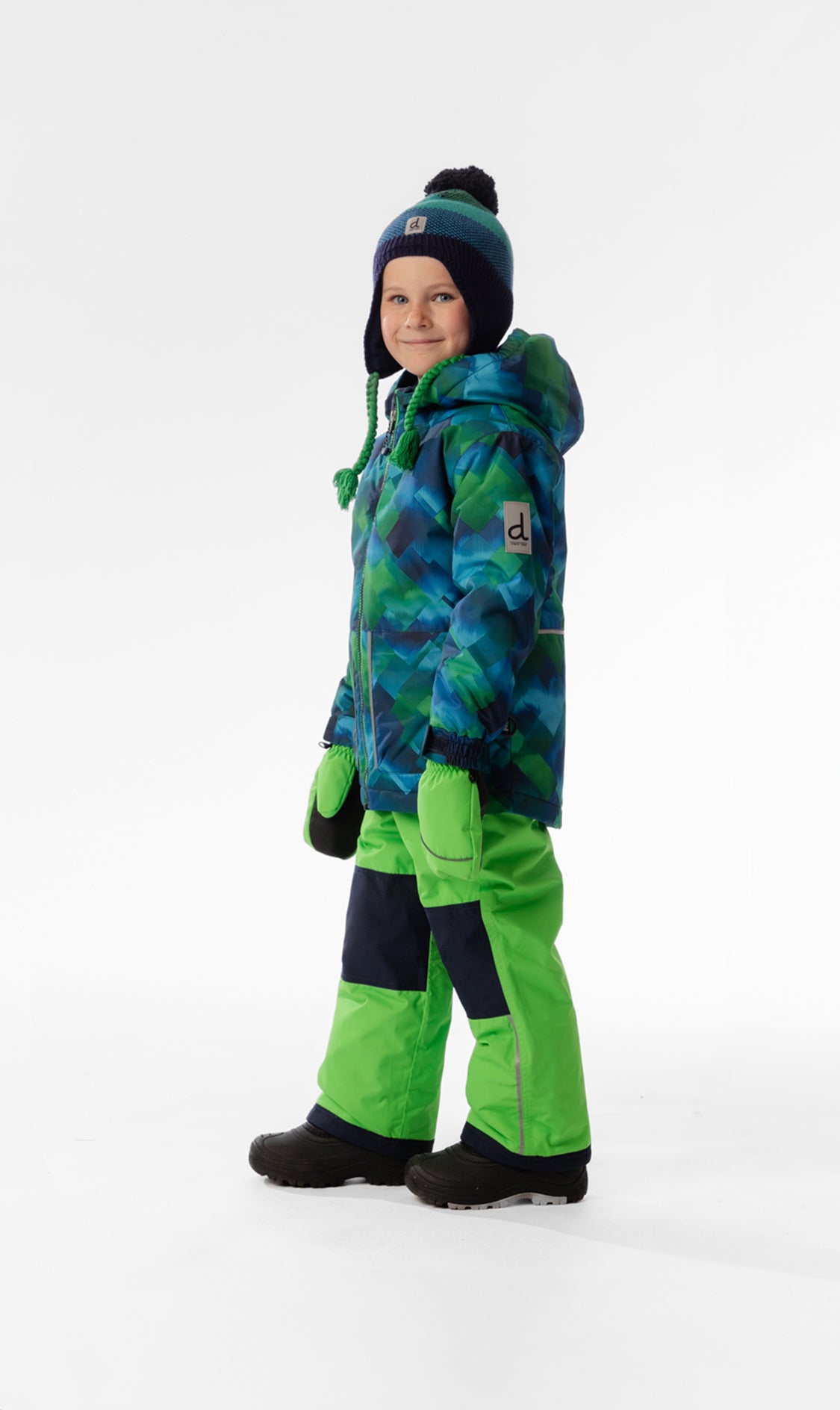 Light Weight Two Piece Chill Snowsuit Blue And Green Checkered Print - Image 4
