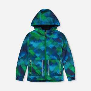 Light Weight Two Piece Chill Snowsuit Blue And Green Checkered Print - Image 3