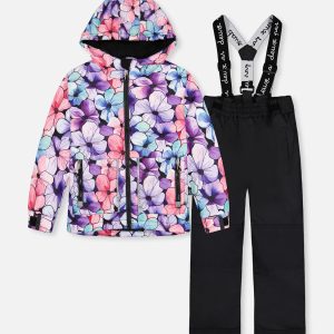 Light Weight Two Piece Chill Snowsuit Purple Floral Print