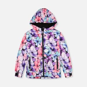 Light Weight Two Piece Chill Snowsuit Purple Floral Print - Image 3