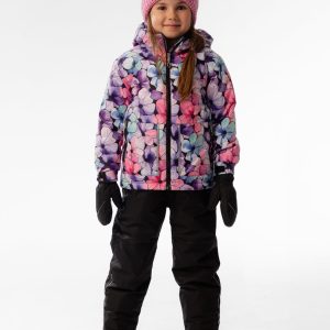 Light Weight Two Piece Chill Snowsuit Purple Floral Print - Image 4
