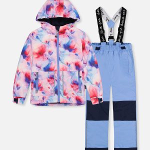 Light Weight Two Piece Chill Snowsuit Mauve Printed Flowers