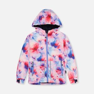 Light Weight Two Piece Chill Snowsuit Mauve Printed Flowers - Image 3