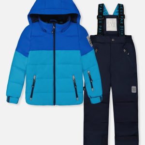 Two Piece Play Snowsuit Light And Dark Blue With Navy Pants