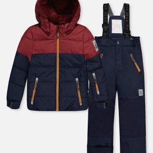 Two Piece Play Snowsuit Navy And Burgundy With Navy Pants