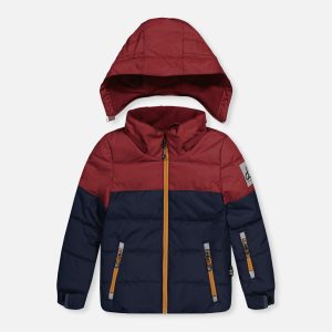 Alternative view of Two Piece Play Snowsuit Navy And Burgundy With Navy Pants