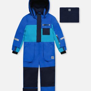 Kids One Piece Play Snowsuit Light And Dark Blue