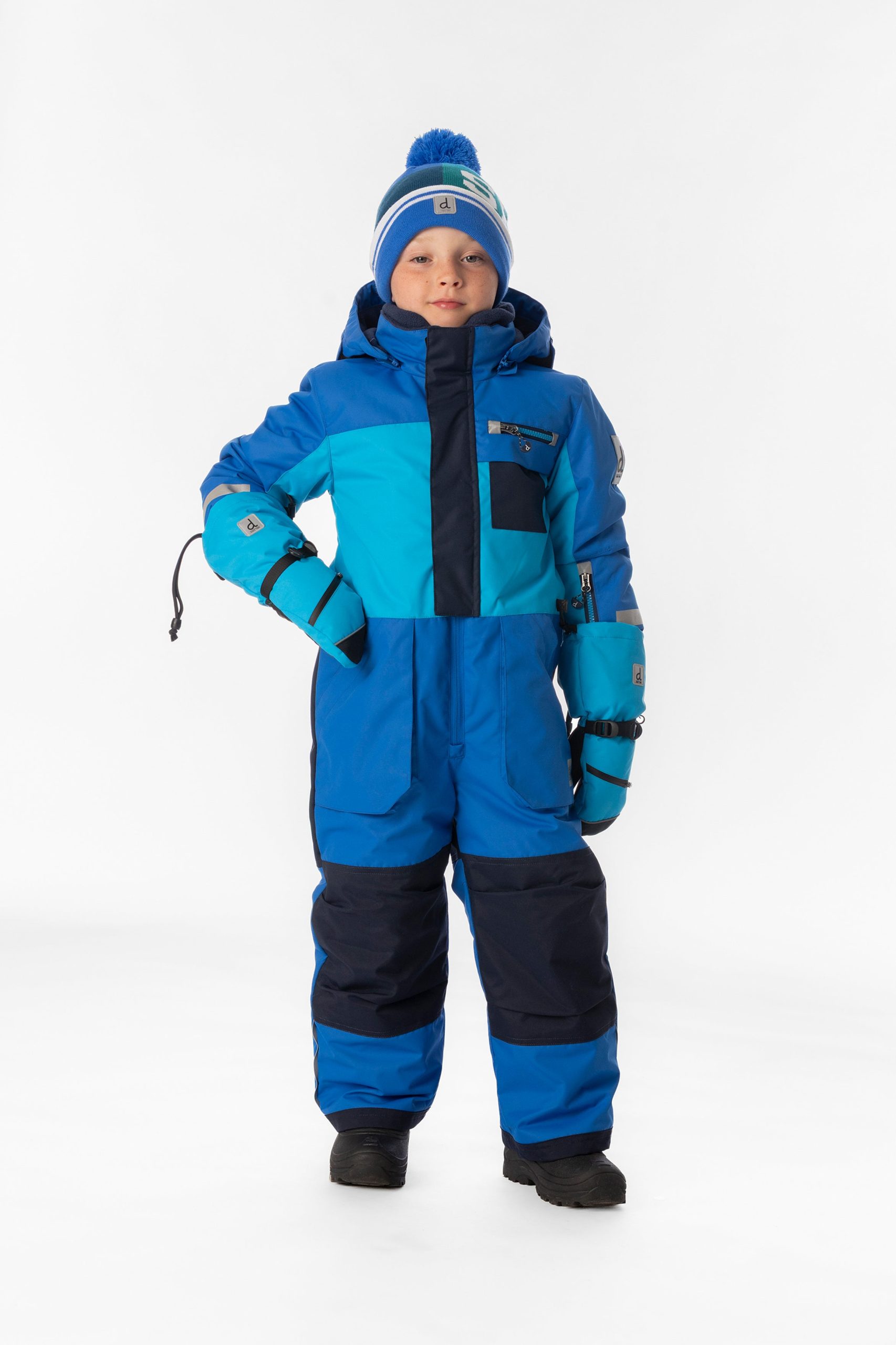 Kids One Piece Play Snowsuit Light And Dark Blue - Image 2