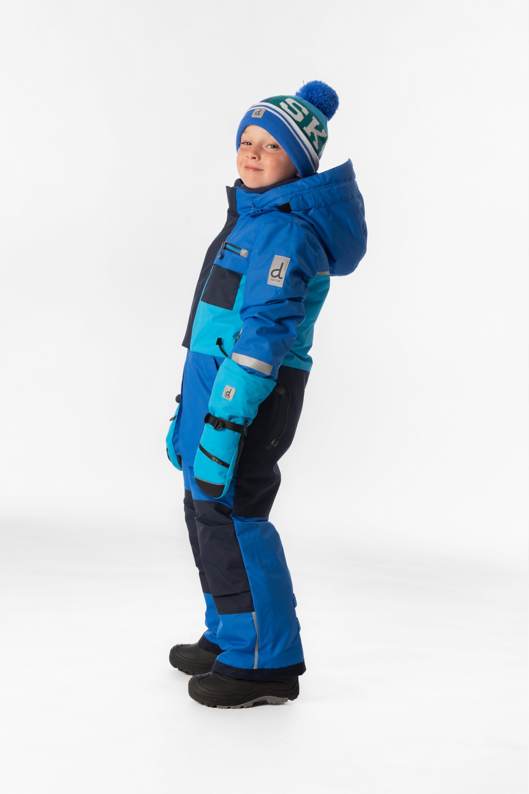 Kids One Piece Play Snowsuit Light And Dark Blue - Image 3