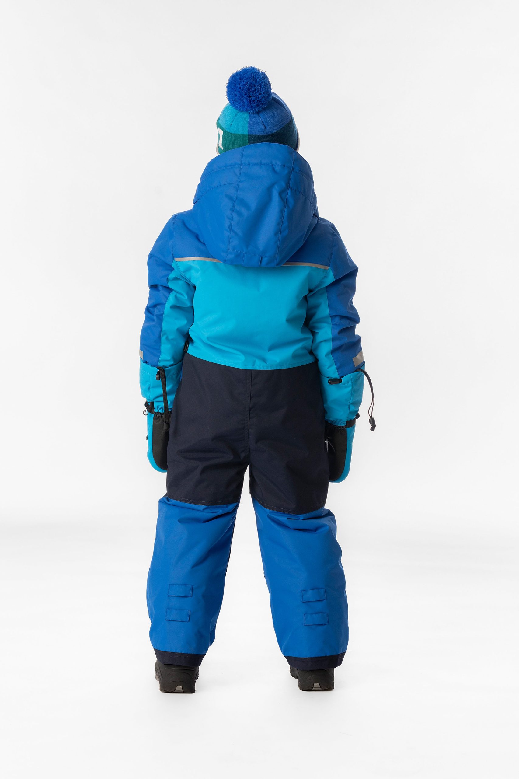 Kids One Piece Play Snowsuit Light And Dark Blue - Image 4