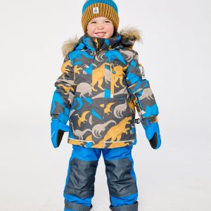 Alternative view of Two Piece Play Snowsuit Grey And Blue Dinosaur Print With Blue Pants