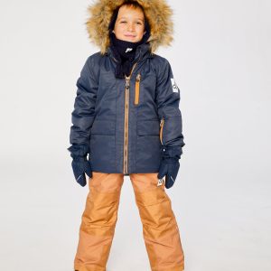 Two Piece Play Snowsuit Navy Blue With Brown Pants - Image 3