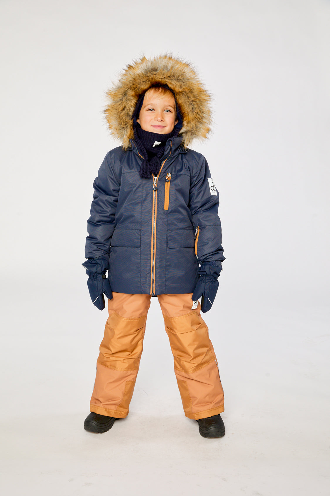 Two Piece Play Snowsuit Navy Blue With Brown Pants - Image 3