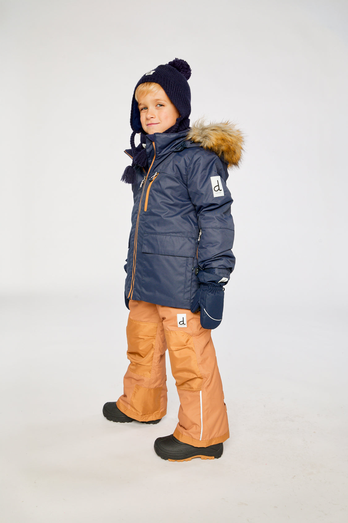 Two Piece Play Snowsuit Navy Blue With Brown Pants - Image 4