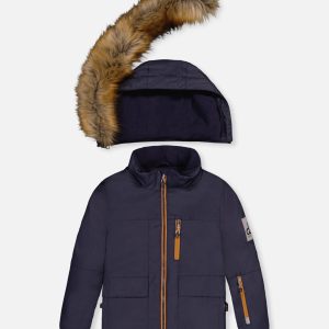Two Piece Play Snowsuit Navy Blue With Brown Pants - Image 5