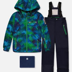 Two Piece Play Snowsuit Blue And Green Checkered Print With Navy Pants - Image 16