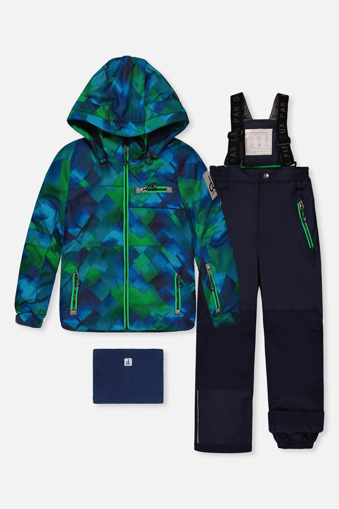 Two Piece Play Snowsuit Blue And Green Checkered Print With Navy Pants - Image 16