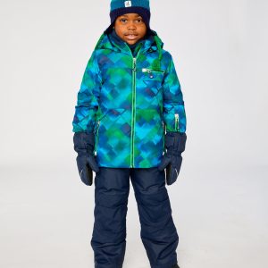 Alternative view of Two Piece Play Snowsuit Blue And Green Checkered Print With Navy Pants
