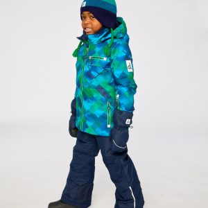 Two Piece Play Snowsuit Blue And Green Checkered Print With Navy Pants - Image 3