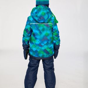 Two Piece Play Snowsuit Blue And Green Checkered Print With Navy Pants - Image 4