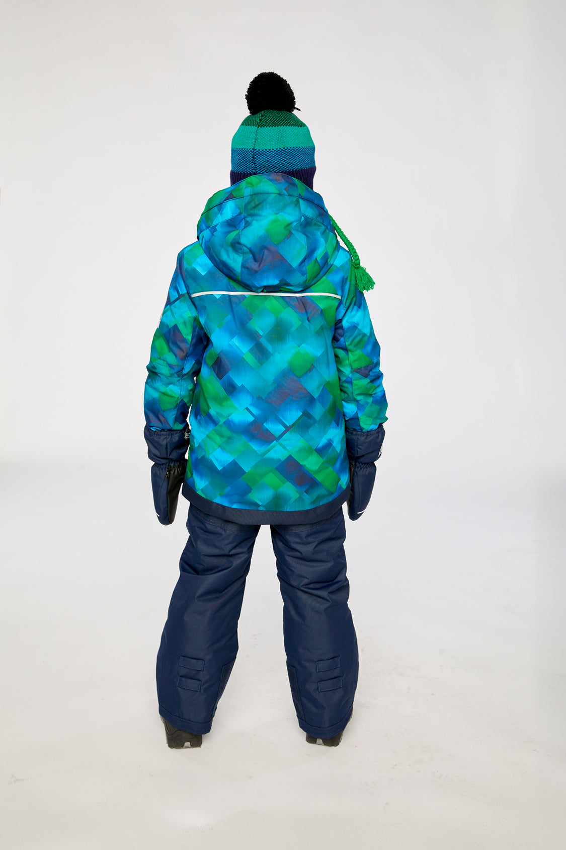 Two Piece Play Snowsuit Blue And Green Checkered Print With Navy Pants - Image 4