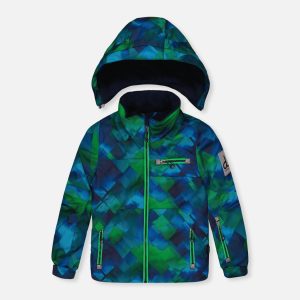 Two Piece Play Snowsuit Blue And Green Checkered Print With Navy Pants - Image 5