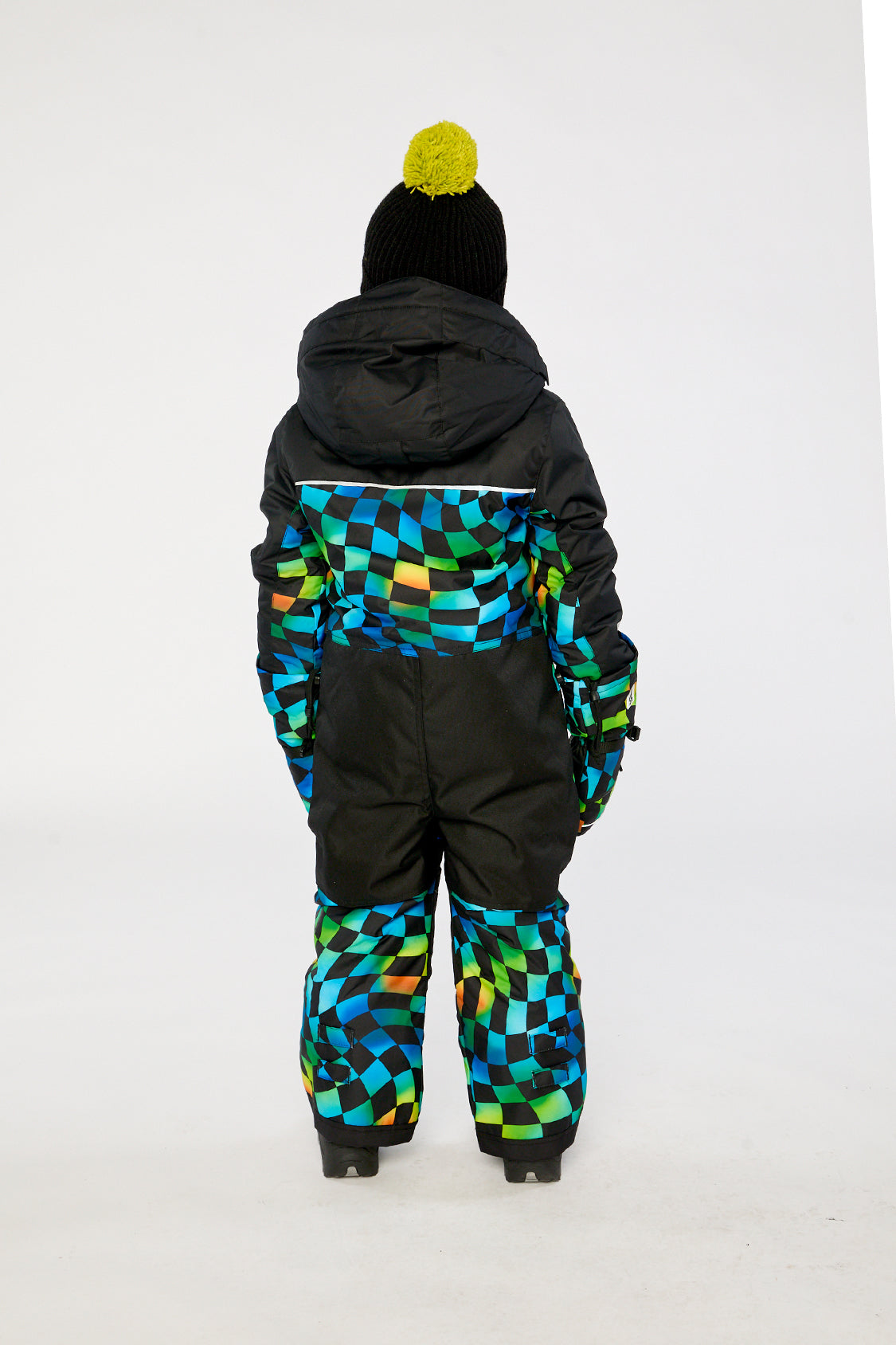 Kids One Piece Play Snowsuit Blue Checkered Print - Image 4