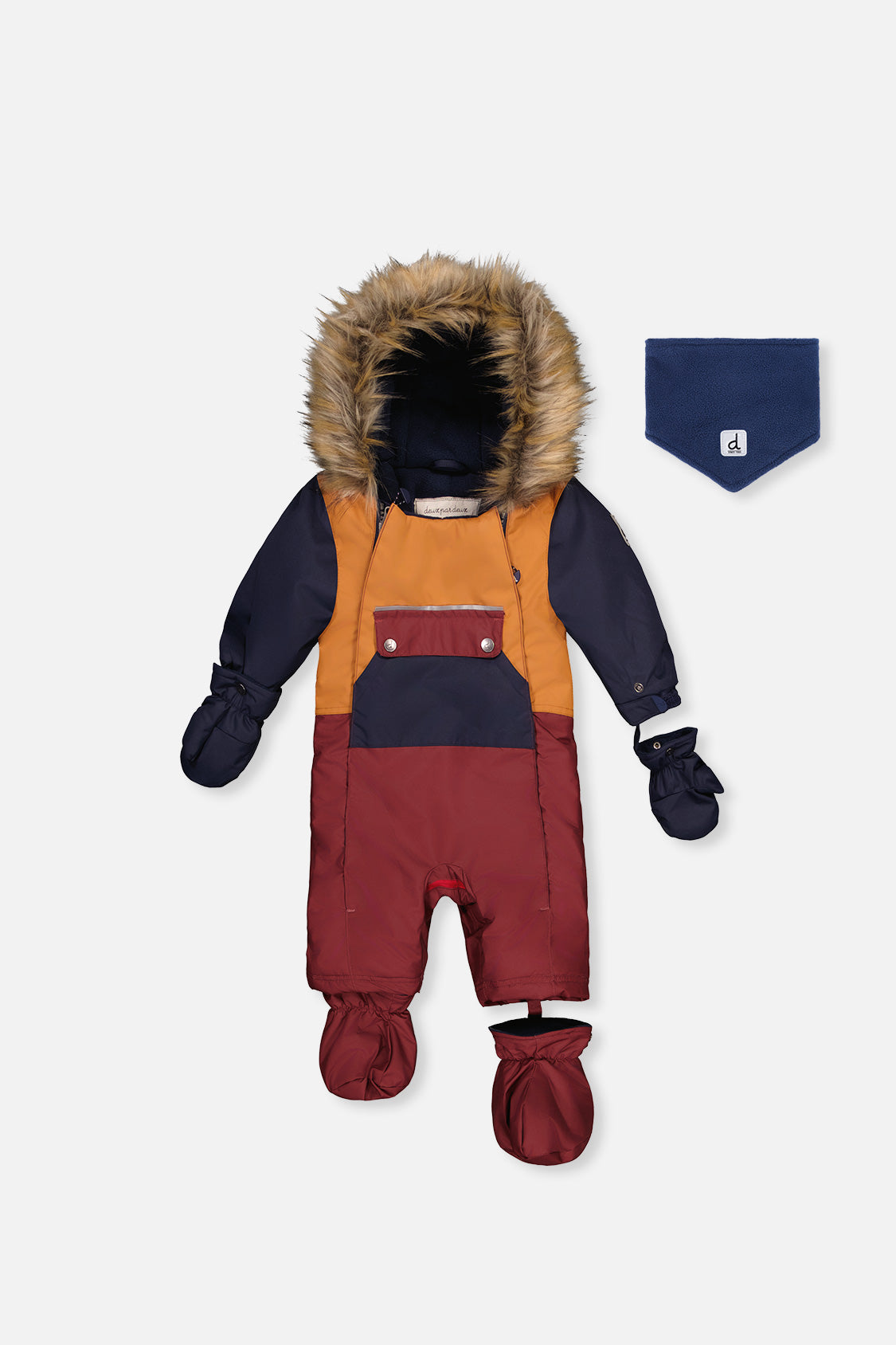Baby One Piece Snowsuit Adapted For Car Seats Burgundy - Image 8