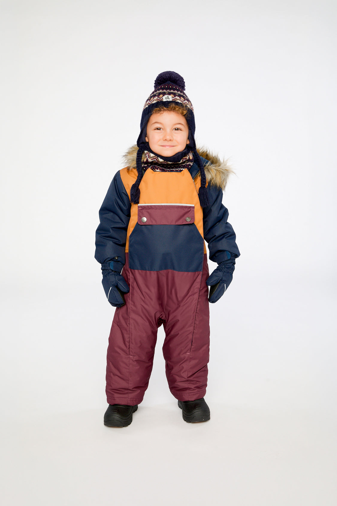 Baby One Piece Snowsuit Adapted For Car Seats Burgundy - Image 2