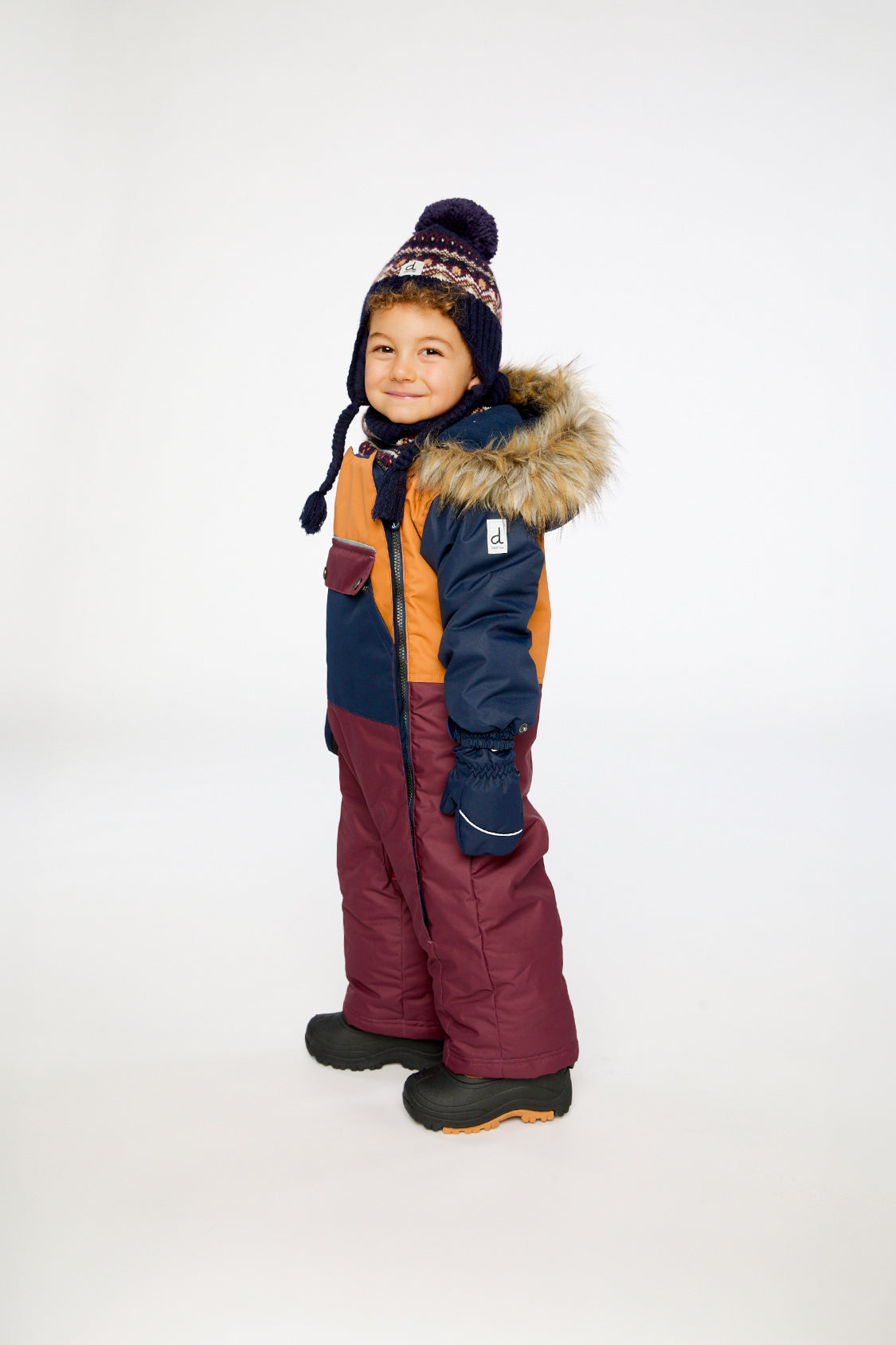 Baby One Piece Snowsuit Adapted For Car Seats Burgundy - Image 3