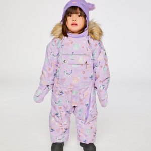 Alternative view of Baby One Piece Snowsuit Adapted For Car Seats Purple Cat Print