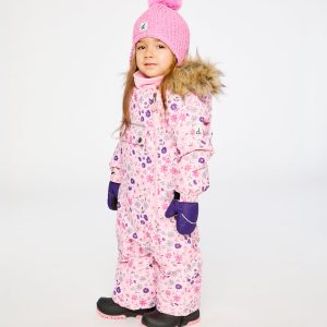 Baby One Piece Snowsuit Adapted For Car Seats Pink Mini Flower Print - Image 3
