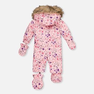 Baby One Piece Snowsuit Adapted For Car Seats Pink Mini Flower Print - Image 5